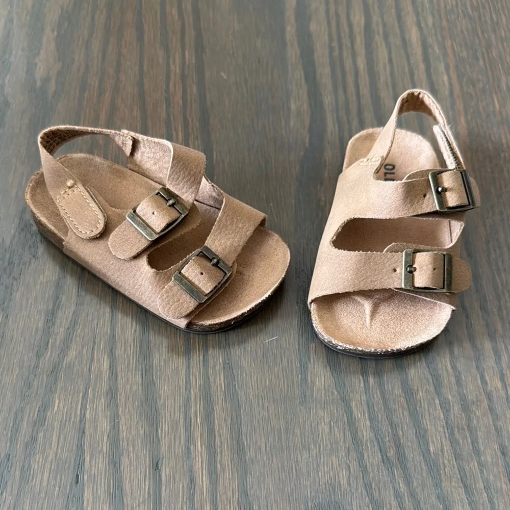 Old Navy Light Beige Faux-Suede Double-Buckle Sandals - 6-12M